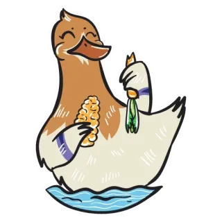 😟 pato, dibujos animados, ave acuática, lindo, animal whatsapp sticker