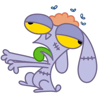 🧟 Dibujos animados, Zombi, Conejo, Enfermo, Enfermo, Animado, Monstruo telegram sticker