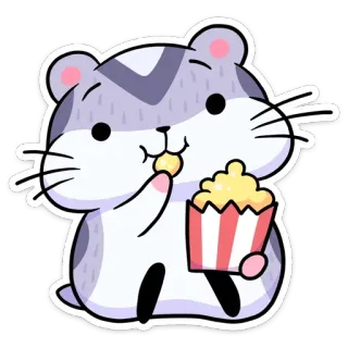 🍿 ハムスター, ポップコーン, 可愛い, 漫画, 動物, おやつ, 食べ物 telegram sticker