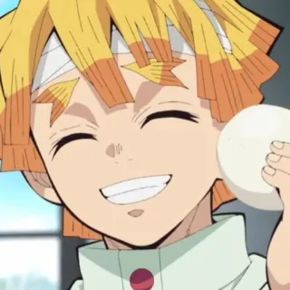 🍙 Zenitsu Agatsuma Demon Slayer Anime, Manga, Demon Slayer, Zenitsu, Dessin animé, Drôle, Mignon telegram sticker