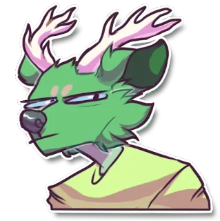 😑 Фурри, Олень, Антро, Зеленый, Мультик, Животное telegram sticker