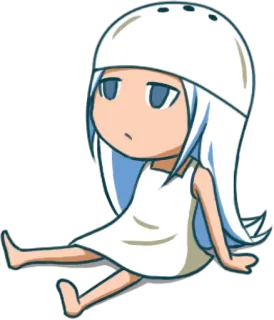 😕 Chibi, Anime, Fille, Mignon, Cheveux Blancs, Assise whatsapp sticker