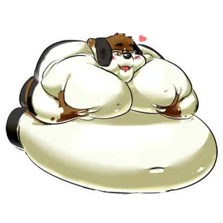 ❤ dog, overweight, cartoon, animal, pet, fat whatsapp sticker