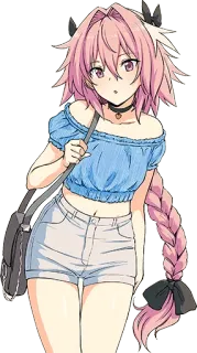 🤔 Astolfo Anime, Mangá, Personagem, Trap, Cabelo rosa telegram sticker