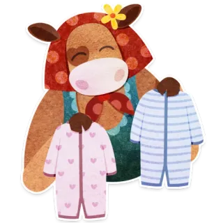 🤰 牛, ベビー服, 漫画, 動物, パジャマ, イラスト telegram sticker