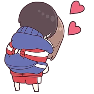 💙 愛, ハグ, 漫画, ハート, 友情 telegram sticker