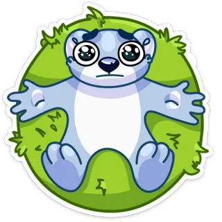 🤗 beruang, hewan, kartun, lucu, sedih, biru, rumput whatsapp sticker