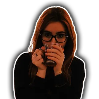 ☕️ женщина, очки, кружка, пить, чай, кофе telegram sticker