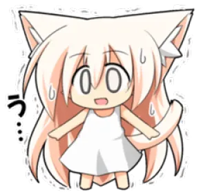 😨 う anime, cat girl, chibi, manga, cute, kawaii, nervous whatsapp sticker