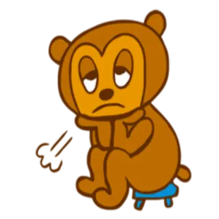 😒 Cartoon, Bär, Traurig, Erschöpft, Gelangweilt, Sitzend whatsapp sticker