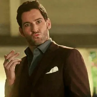😗 Lucifer Morningstar Lucifer Люцифер, персонаж, сериал, красивый, мужчина, костюм telegram sticker