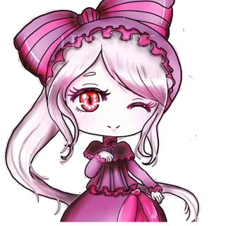 😉 Anime, Chibi, Fofo, Garota, Desenho animado, Rosa, Laço telegram sticker
