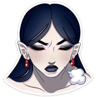 ☹️ женщина, вампир, гот, темный, бледный, серьги whatsapp sticker