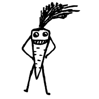 😁 carrot, vegetable, food, cartoon, character, drawing telegram sticker