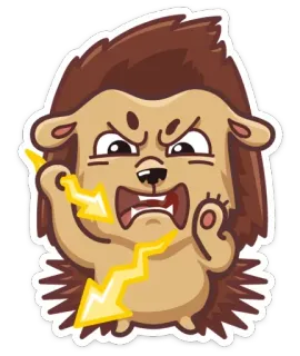 😡 hedgehog, cartoon, angry, lightning, animal, sticker telegram sticker