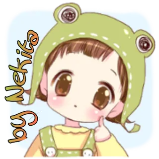 ℹ by Nekita Anime, Chica, Niño, Rana, Sombrero, Lindo telegram sticker