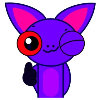 👍 animal, roxo, criatura, fofo, desenho animado, polegar para cima telegram sticker