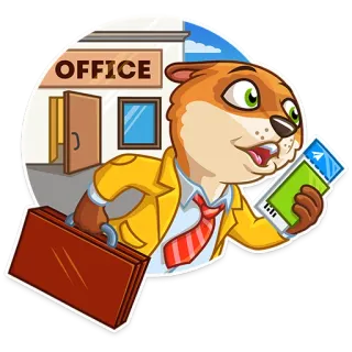 🏃 OFFICE Loutre, Bureau, Entreprise, Animal, Dessin animé, Costume, Ticket telegram sticker