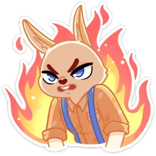 😠 bravo, desenho animado, coelho, fogo, raiva, chateado, personagem telegram sticker