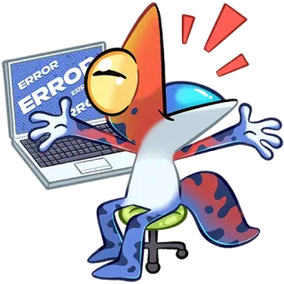 👨‍💻 ERROR fehler, computer, frust, cartoon, aufkleber, reptil, tier telegram sticker