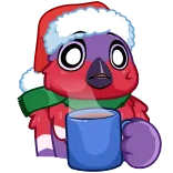 😳 natal, musim dingin, burung, minuman panas, mug, imut telegram sticker