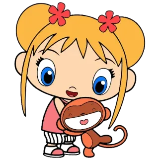 😋 niña, mono, dibujos animados, lindo, amigable, niño, personaje telegram sticker