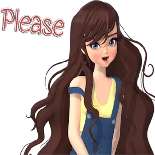 😃 Please Desenho animado, Anime, Menina, Pedido, Por favor telegram sticker