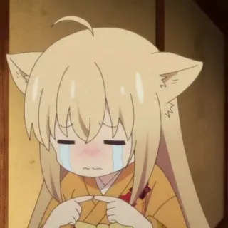 🍒 anime, crying, cute, cat ears, sad, kawaii telegram sticker