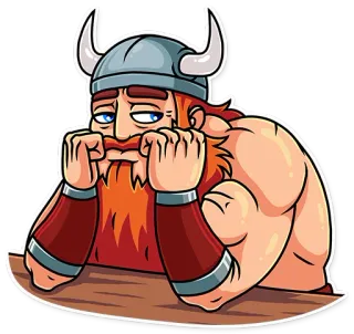 🥴 viking, verveeld, helm, cartoon, illustratie telegram sticker