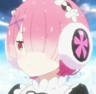 🍓 Ram Re:Zero Anime, Ram, Re:Zero, pelo rosa, maid whatsapp sticker