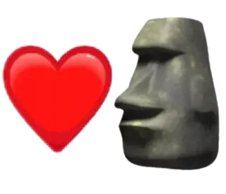🗿 moai, statue, heart, easter island, emoji telegram sticker