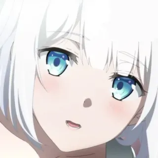 🍁 Anime, Garota, Cabelo branco, Olhos azuis, Fofa telegram sticker
