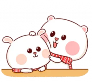 ☺️ süß, kawaii, Tiere, Bär, Hase, Freundschaft telegram sticker