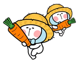 🏃 conejo, conejito, zanahoria, lindo, dibujo animado, animal, sombrero, ilustración whatsapp sticker