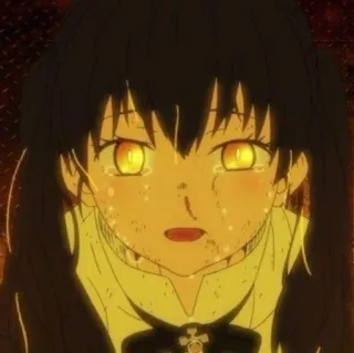 💗 anime, girl, yellow eyes, black hair telegram sticker