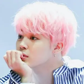 🤔 Jimin Jimin, BTS, K-Pop, Koreanischer Pop, Sänger, Pinke Haare, Mann, Porträt telegram sticker