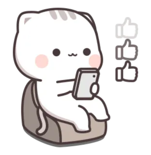 😺 gato, gatito, pulgar arriba, me gusta, móvil, dibujo animado telegram sticker