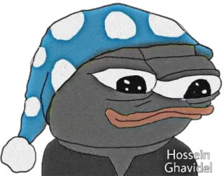 🥱 Pepe the Frog Hossein Ghavidel pepe, kikker, meme, slaperig, slaapmuts telegram sticker