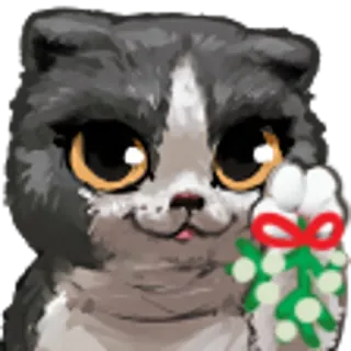 🙋 Katze, Tier, Haustier, süß, Mistel, Feiertag, Weihnachten telegram sticker
