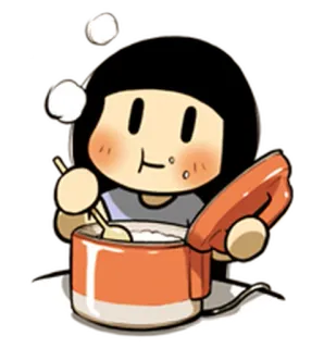 🍚 cooking, food, cartoon, girl, baking, cute telegram sticker