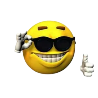 👍 emoji, cool, occhiali da sole, pollice in su, giallo, atteggiamento telegram sticker