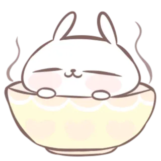 🍒 conejo, conejito, lindo, cuenco, animal, kawaii, dibujos animados, pegatina telegram sticker