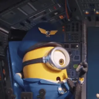 😎 Minion Minion, dibujos animados, piloto, avión, divertido telegram sticker