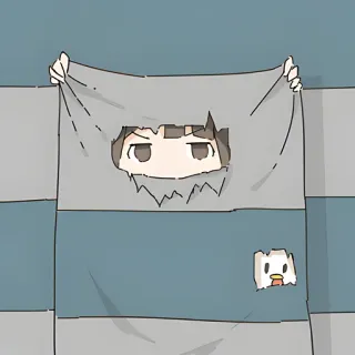 😶 anime girl, cartoon, meme, funny, cute, ripped paper telegram sticker