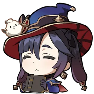 😶 Mona Genshin Impact Mona, Genshin Impact, Video game, Anime, Mago, Feiticeira, Livro, Bruxa, Mago, Jogo telegram sticker