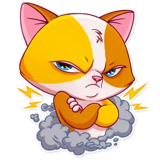 😠 gatto, arrabbiato, brontolone, cartone animato, animale, meme telegram sticker