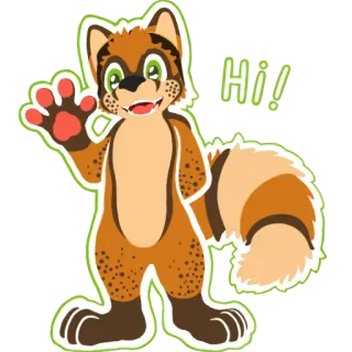 👋 Hi! Furry, Anthropomorphes Tier, Cartoon, Gruß, Hallo, Freundlich telegram sticker