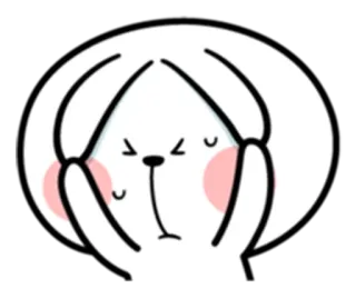😖 emoji, schattig, facepalm, konijn, verdrietig, bezorgd, cartoon telegram sticker