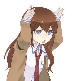 😉 Anime, Chica, Linda, Pelo castaño, Corbata, Uniforme whatsapp sticker