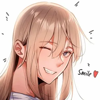 🌒 Smile anime, smile, wink, happy, female, cartoon telegram sticker